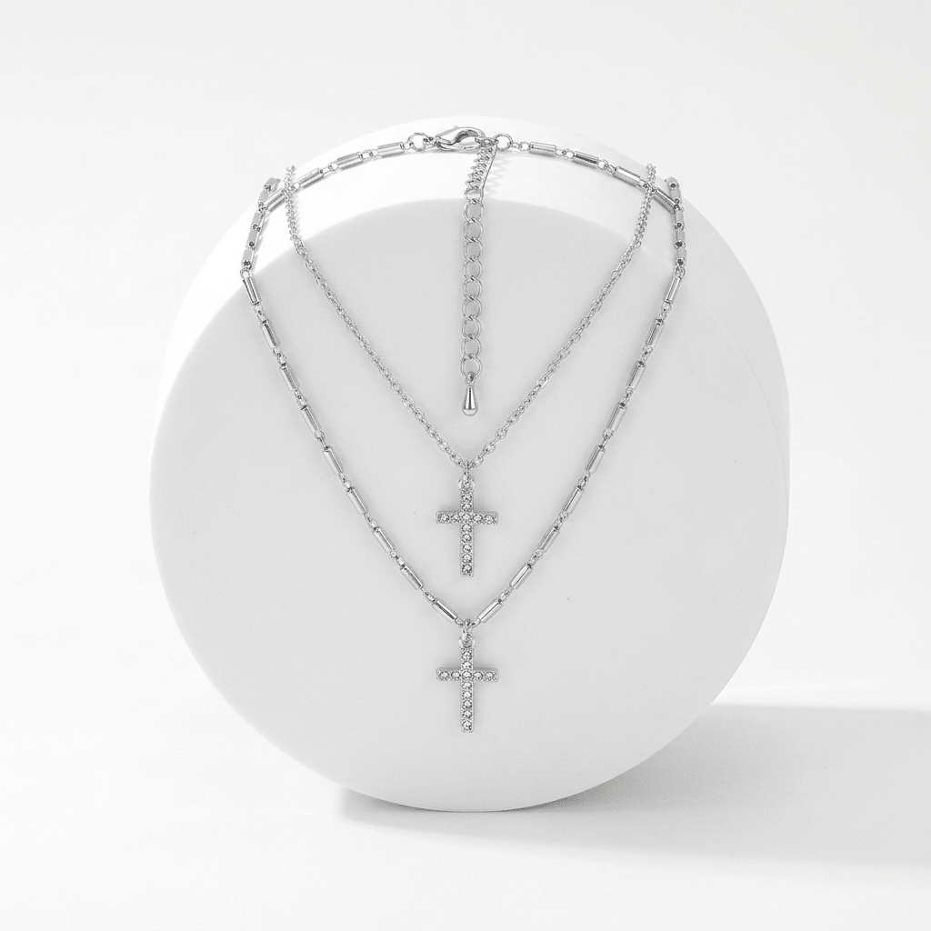 Double Layered Cross Necklace Gold Women's Necklace Soulful Faith Christian Apparel & Jewelry