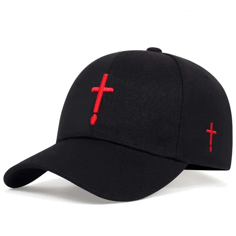 Sword Cross Embroidered Cap Black & Red Baseball Cap Soulful Faith Christian Apparel & Jewelry