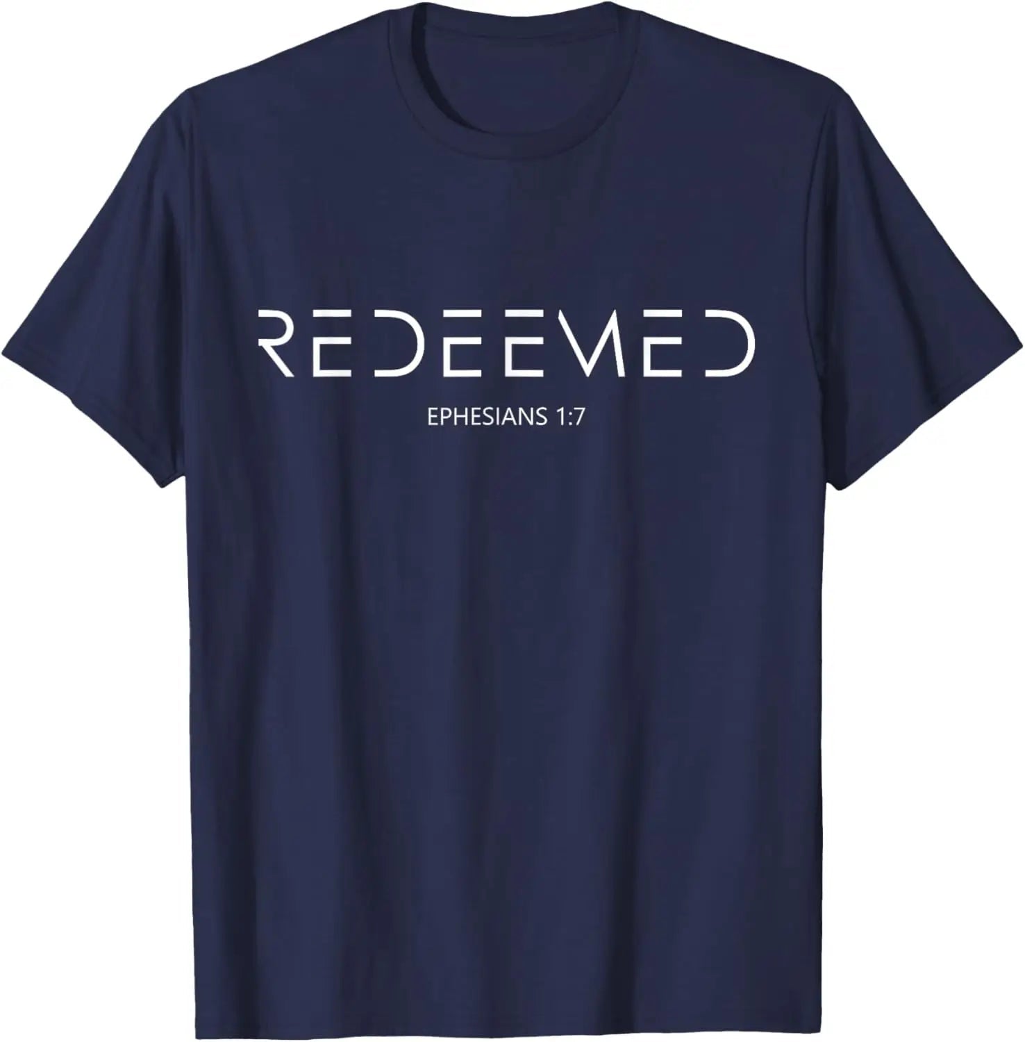 Ephesians 1:7 Redeemed Tee Navy Men's T-Shirt Soulful Faith Christian Apparel & Jewelry