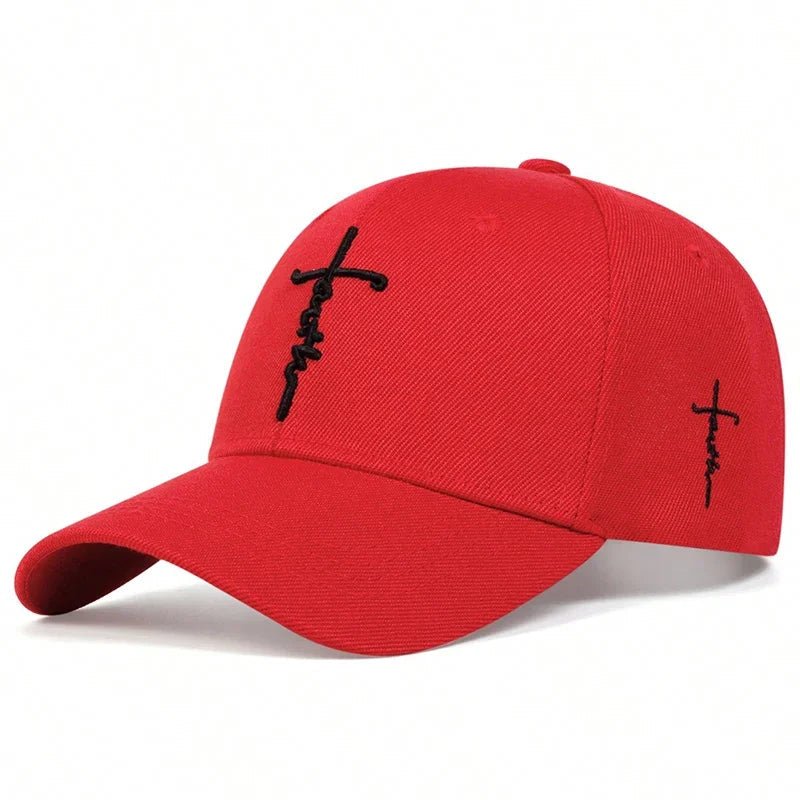 Faith Embroidered Cap Red Baseball Cap Soulful Faith Christian Apparel & Jewelry