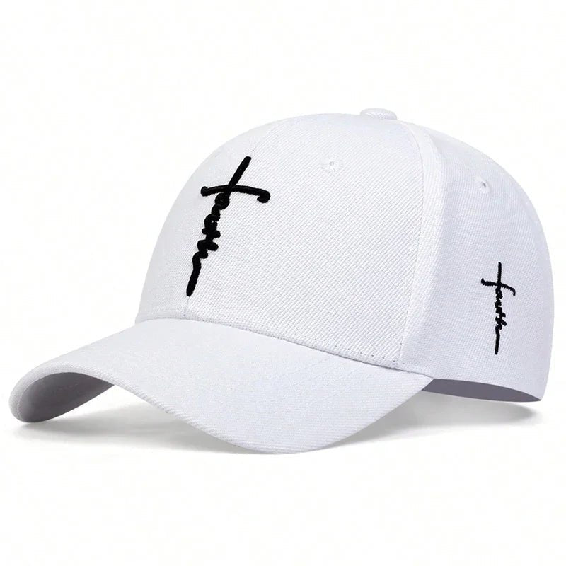 Faith Embroidered Cap White Baseball Cap Soulful Faith Christian Apparel & Jewelry