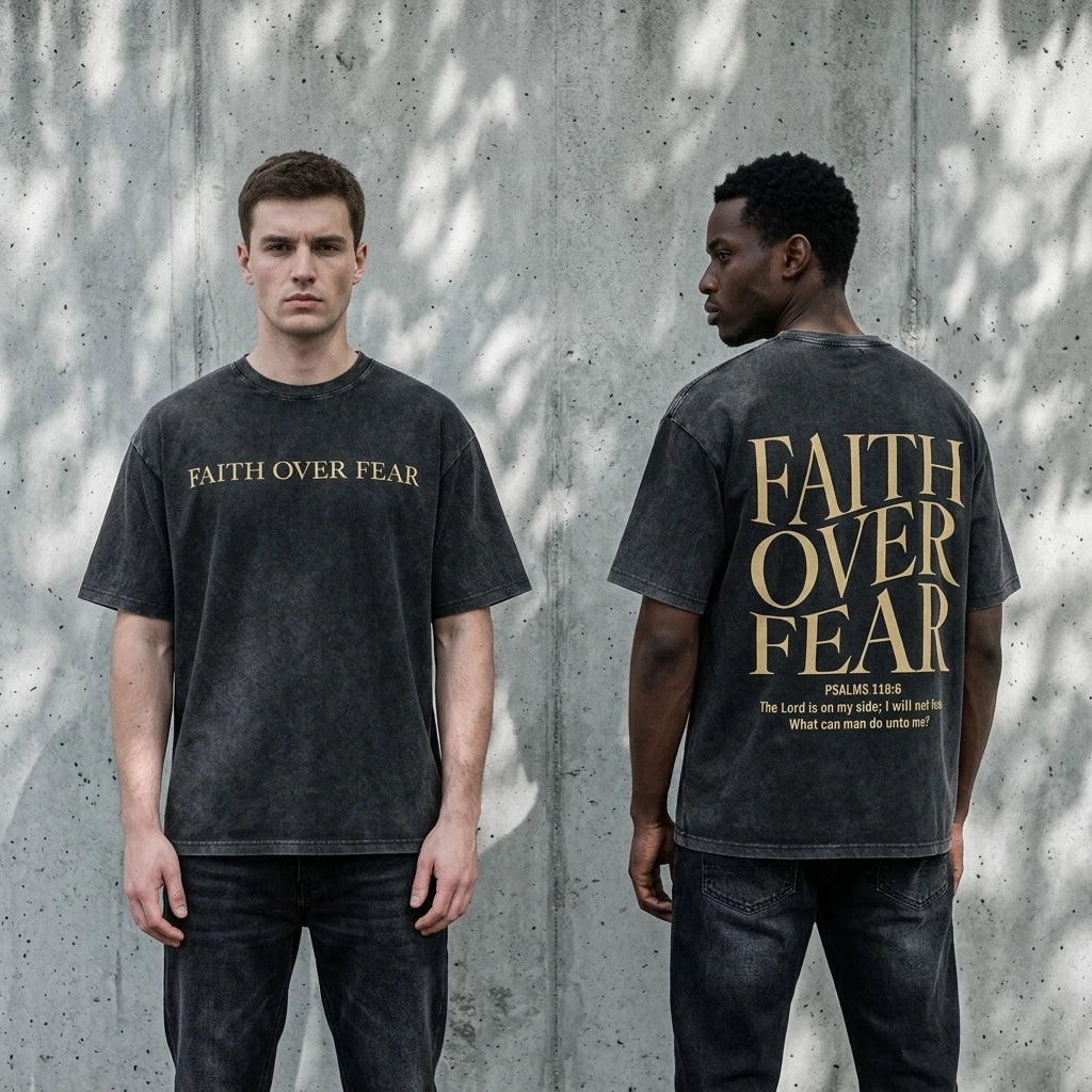 Faith Over Fear Washed Tee Dove & Psalms Men's T-Shirt Soulful Faith Christian Apparel & Jewelry