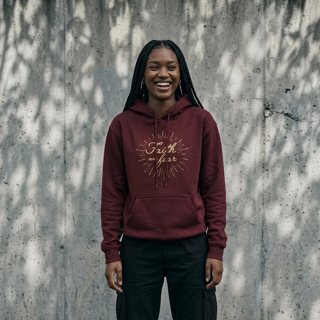 Faith Over Fear Women's Hoodie Black Women's Hoodie Soulful Faith Christian Apparel & Jewelry