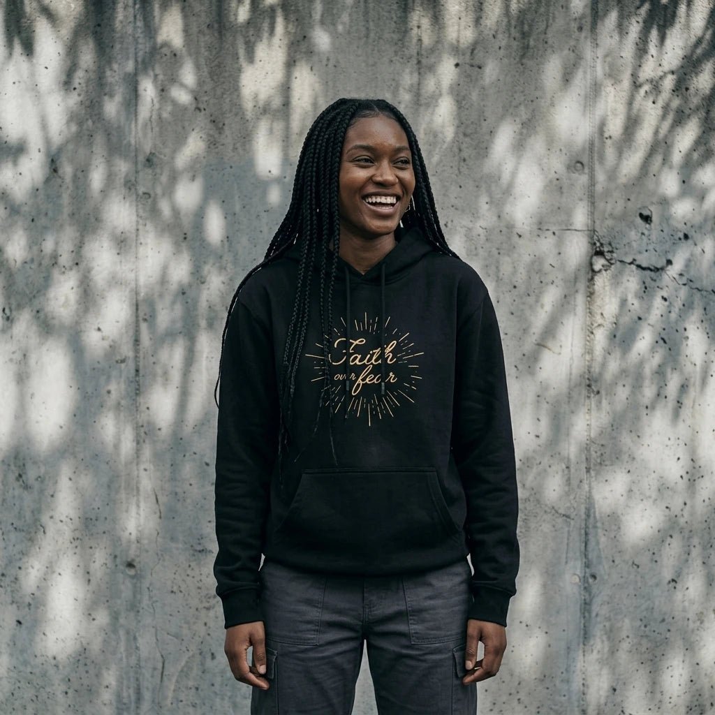 Faith Over Fear Women's Hoodie Black Women's Hoodie Soulful Faith Christian Apparel & Jewelry