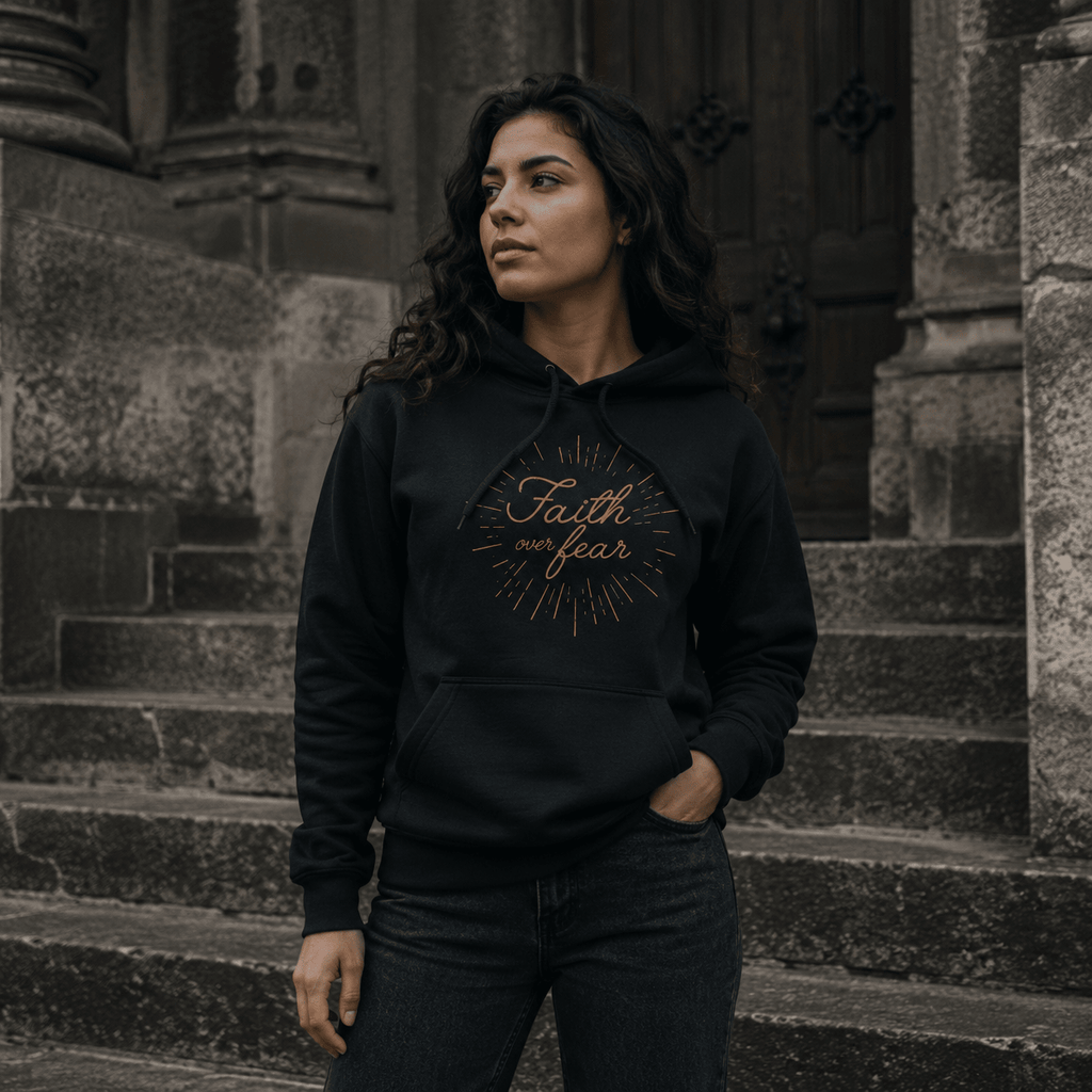 Faith Over Fear Women's Hoodie Black Women's Hoodie Soulful Faith Christian Apparel & Jewelry