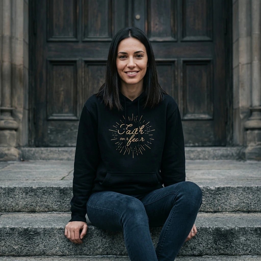 Faith Over Fear Women's Hoodie Black Women's Hoodie Soulful Faith Christian Apparel & Jewelry