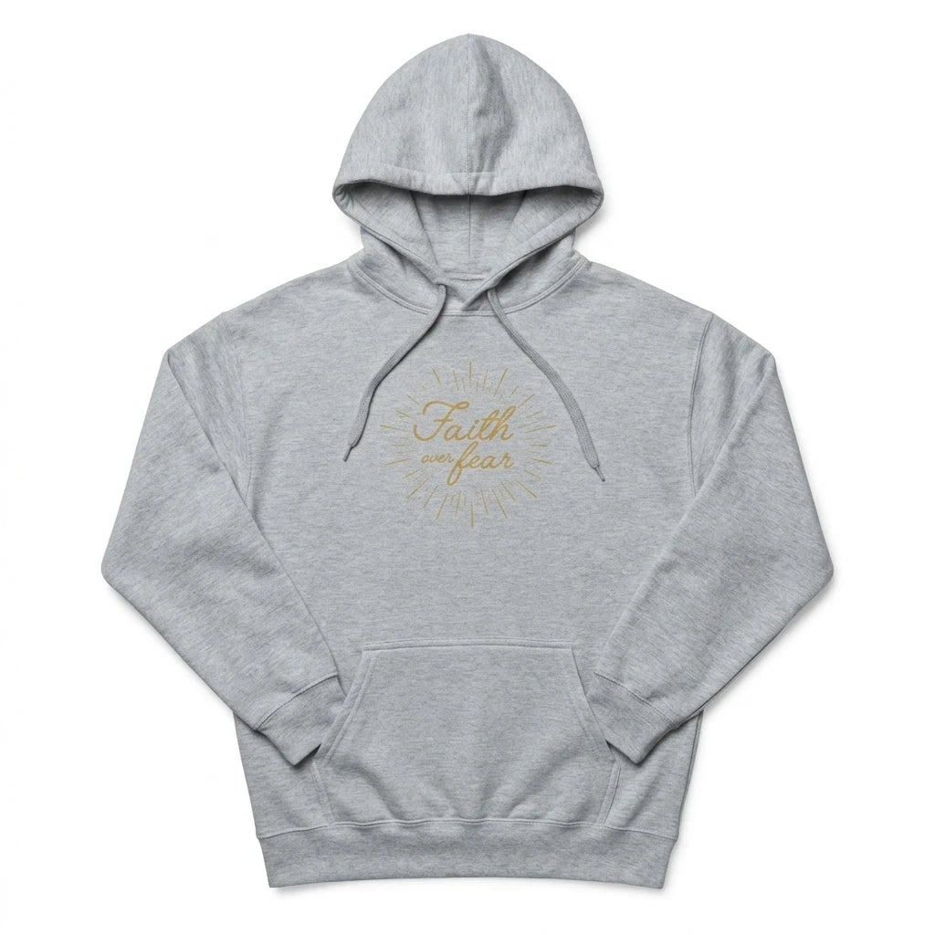 Faith Over Fear Women's Hoodie Gray Women's Hoodie Soulful Faith Christian Apparel & Jewelry