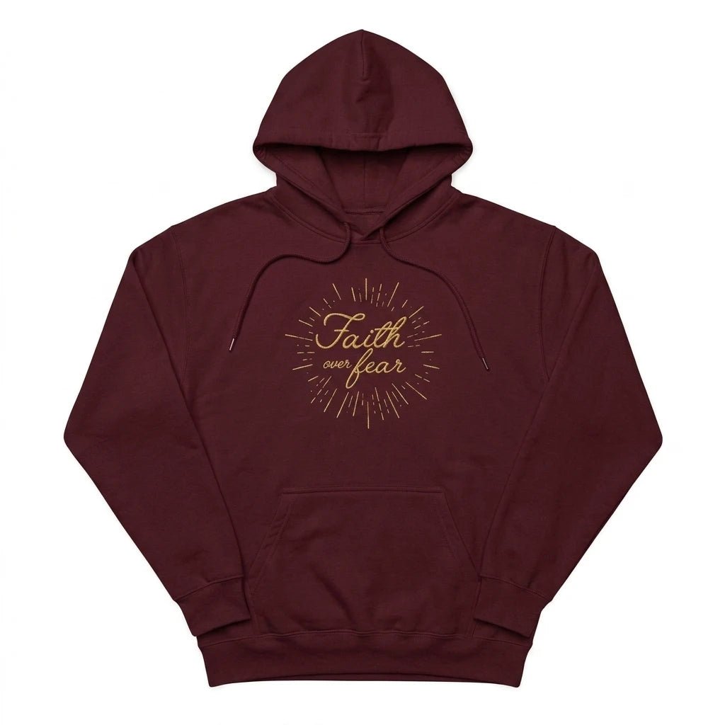 Faith Over Fear Women's Hoodie Maroon Women's Hoodie Soulful Faith Christian Apparel & Jewelry