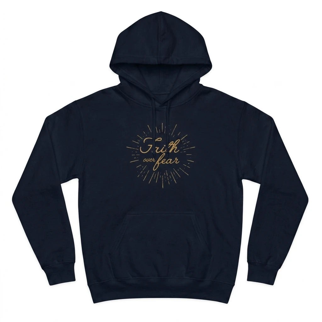 Faith Over Fear Women's Hoodie Navy Women's Hoodie Soulful Faith Christian Apparel & Jewelry
