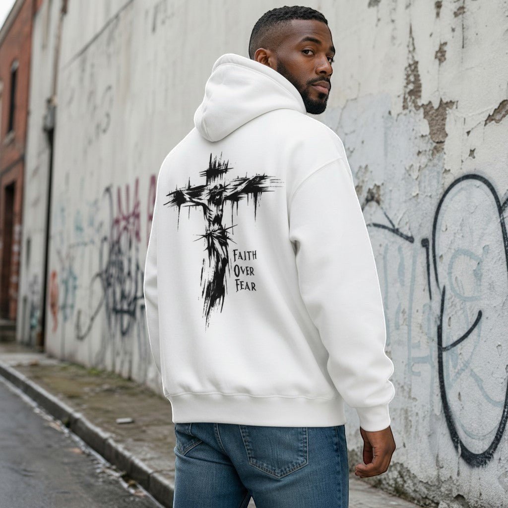 Faith Overcomes Fear Hoodie Black Men's Hoodie Soulful Faith Christian Apparel & Jewelry