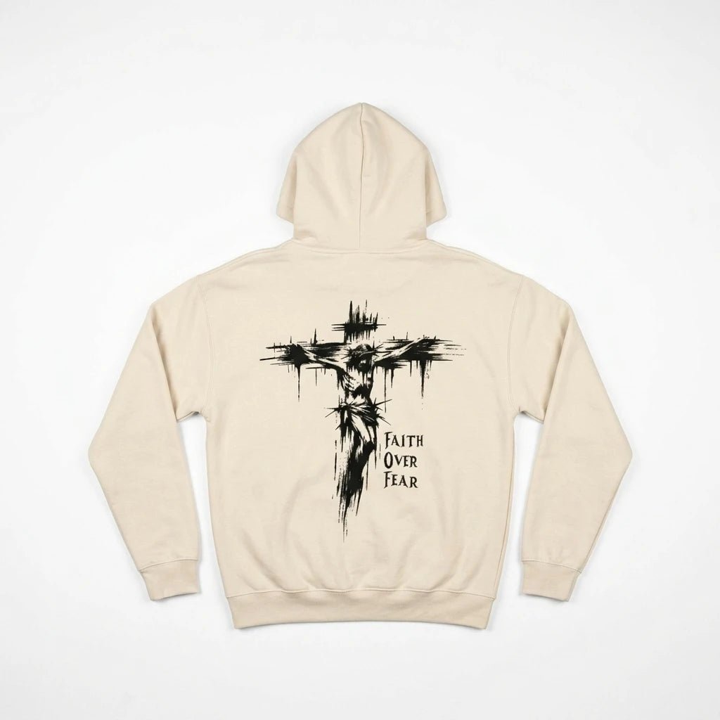 Faith Overcomes Fear Hoodie Khaki Men's Hoodie Soulful Faith Christian Apparel & Jewelry