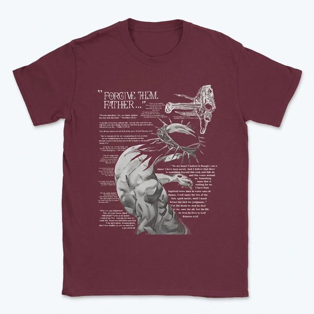 Forgive Them Father Tee Burgundy Men's T-Shirt Soulful Faith Christian Apparel & Jewelry