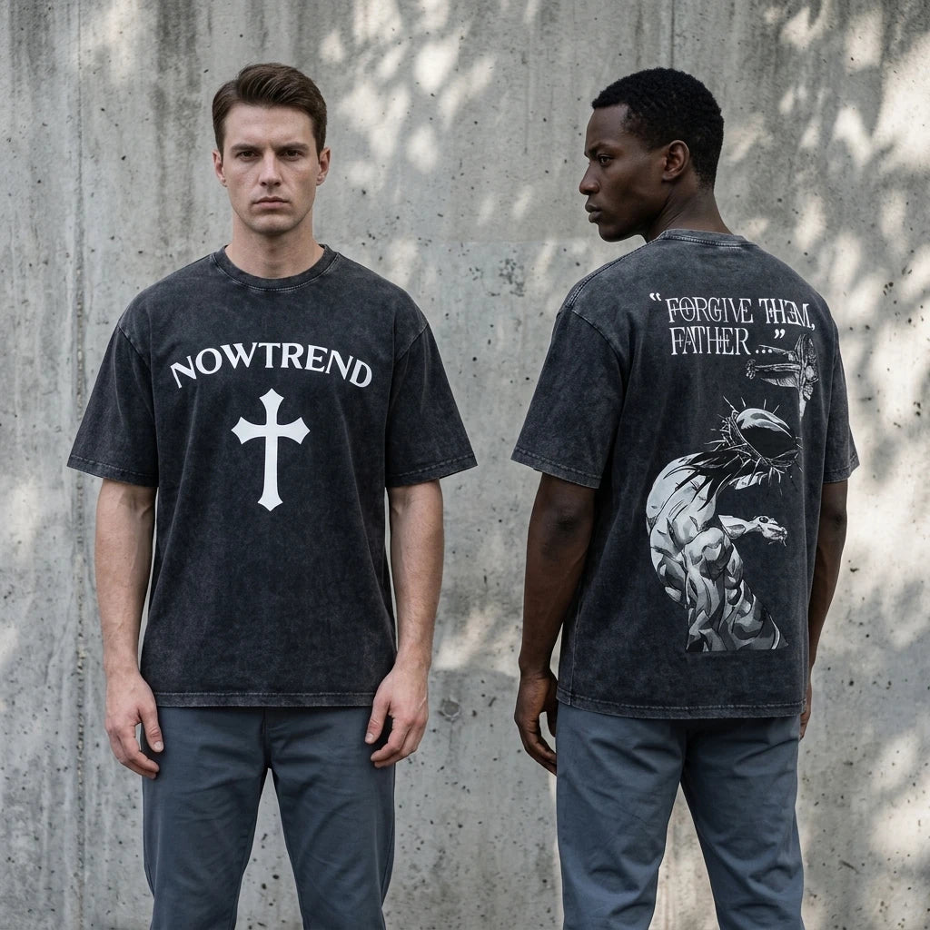 Forgive Them Father Washed Tee Bold Cross Men's T-Shirt Soulful Faith Christian Apparel & Jewelry