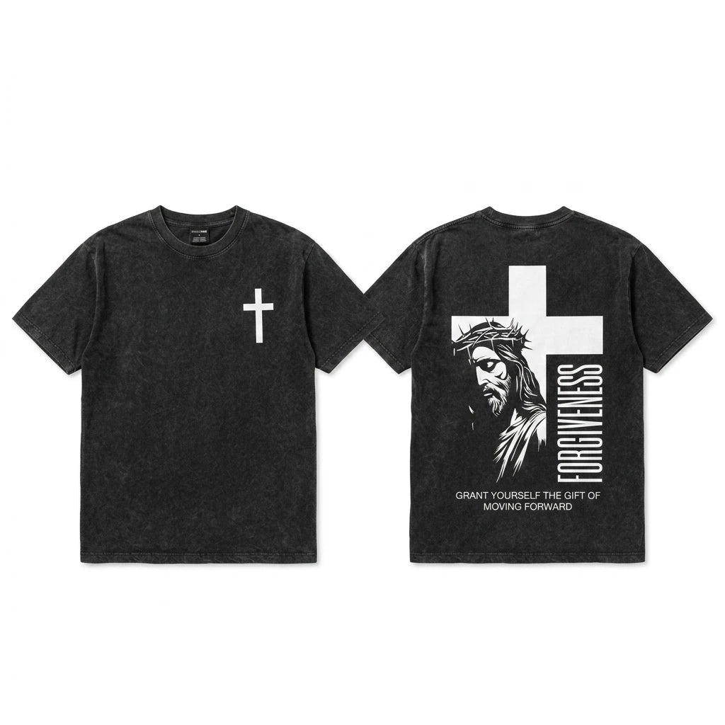 Forgive Them Father Washed Tee Cross Figure Men's T-Shirt Soulful Faith Christian Apparel & Jewelry