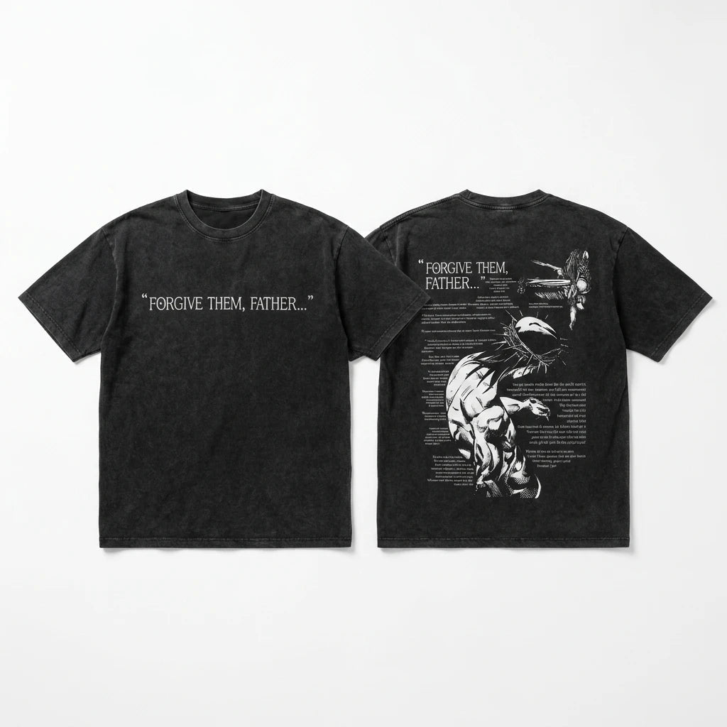 Forgive Them Father Washed Tee Dark Design Men's T-Shirt Soulful Faith Christian Apparel & Jewelry