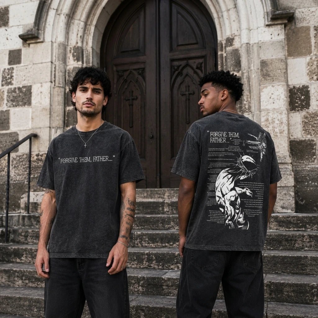 Forgive Them Father Washed Tee Dark Design Men's T-Shirt Soulful Faith Christian Apparel & Jewelry