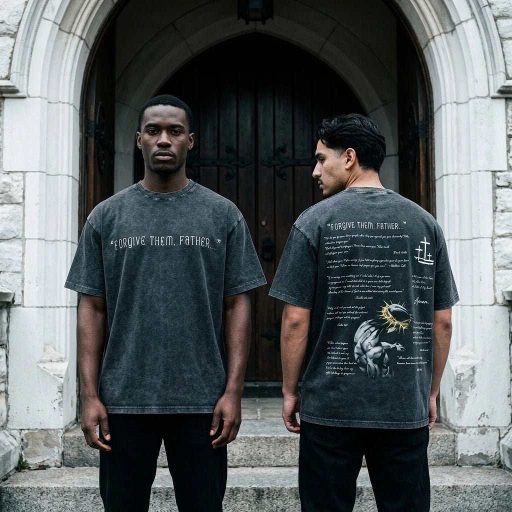 Forgive Them Father Washed Tee Father Script Men's T-Shirt Soulful Faith Christian Apparel & Jewelry