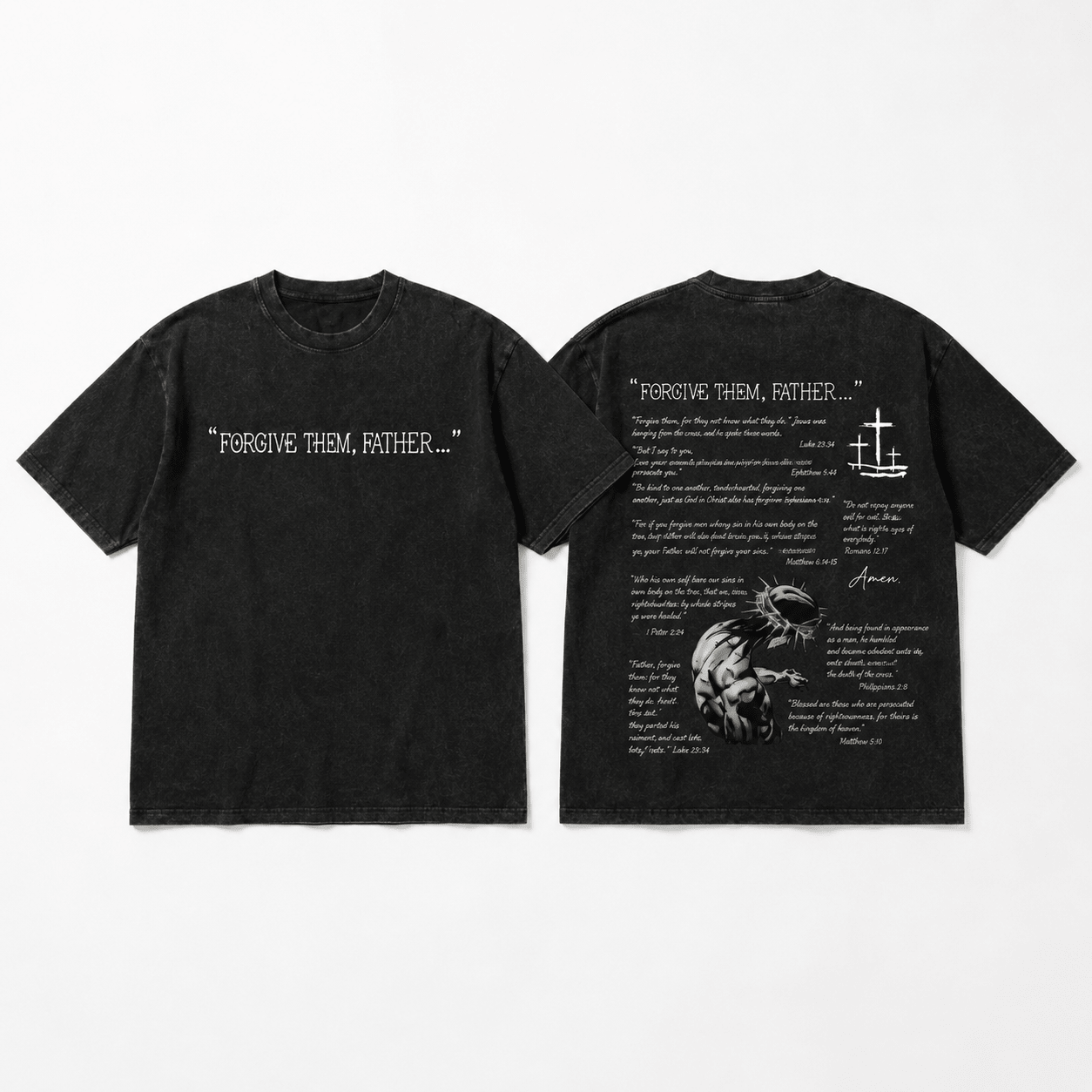 Forgive Them Father Washed Tee Father Script Men's T-Shirt Soulful Faith Christian Apparel & Jewelry
