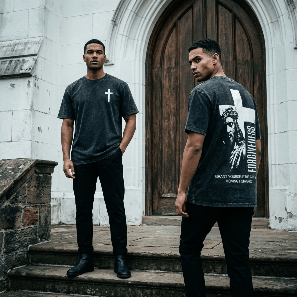 Forgive Them Father Washed Tee Forgive Script Men's T-Shirt Soulful Faith Christian Apparel & Jewelry