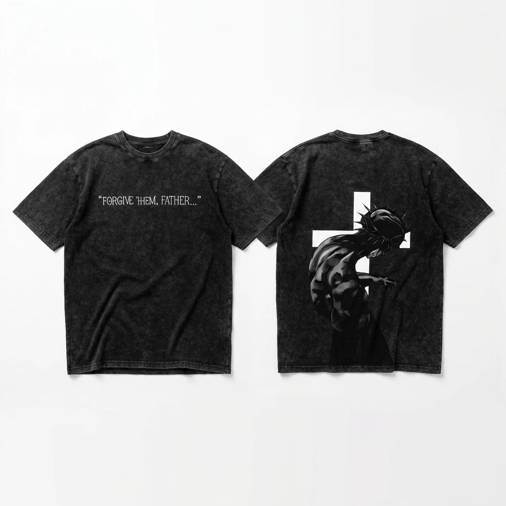 Forgive Them Father Washed Tee Forgive Script Men's T-Shirt Soulful Faith Christian Apparel & Jewelry