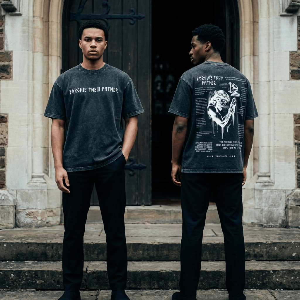Forgive Them Father Washed Tee Forgive Text Men's T-Shirt Soulful Faith Christian Apparel & Jewelry