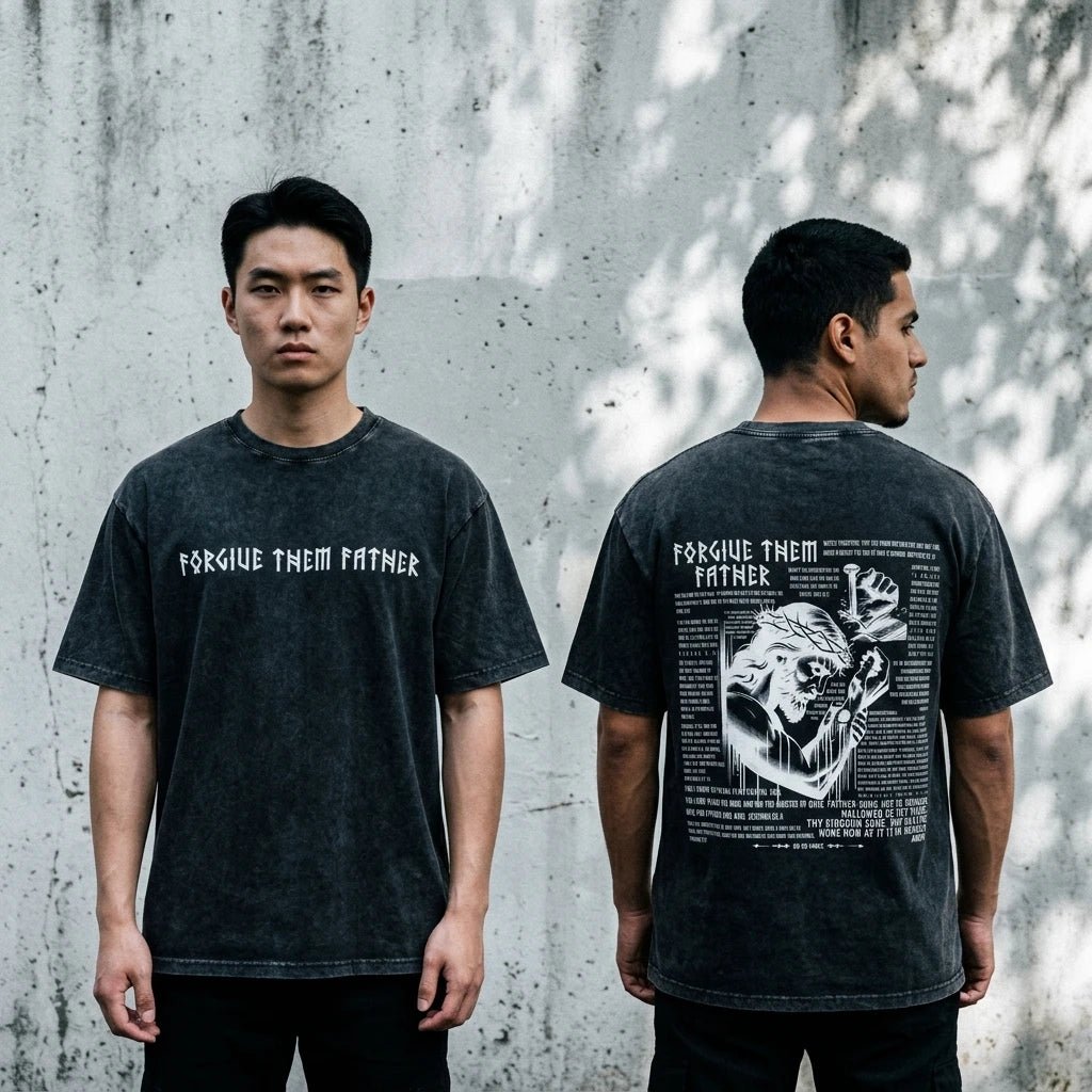 Forgive Them Father Washed Tee Forgive Text Men's T-Shirt Soulful Faith Christian Apparel & Jewelry