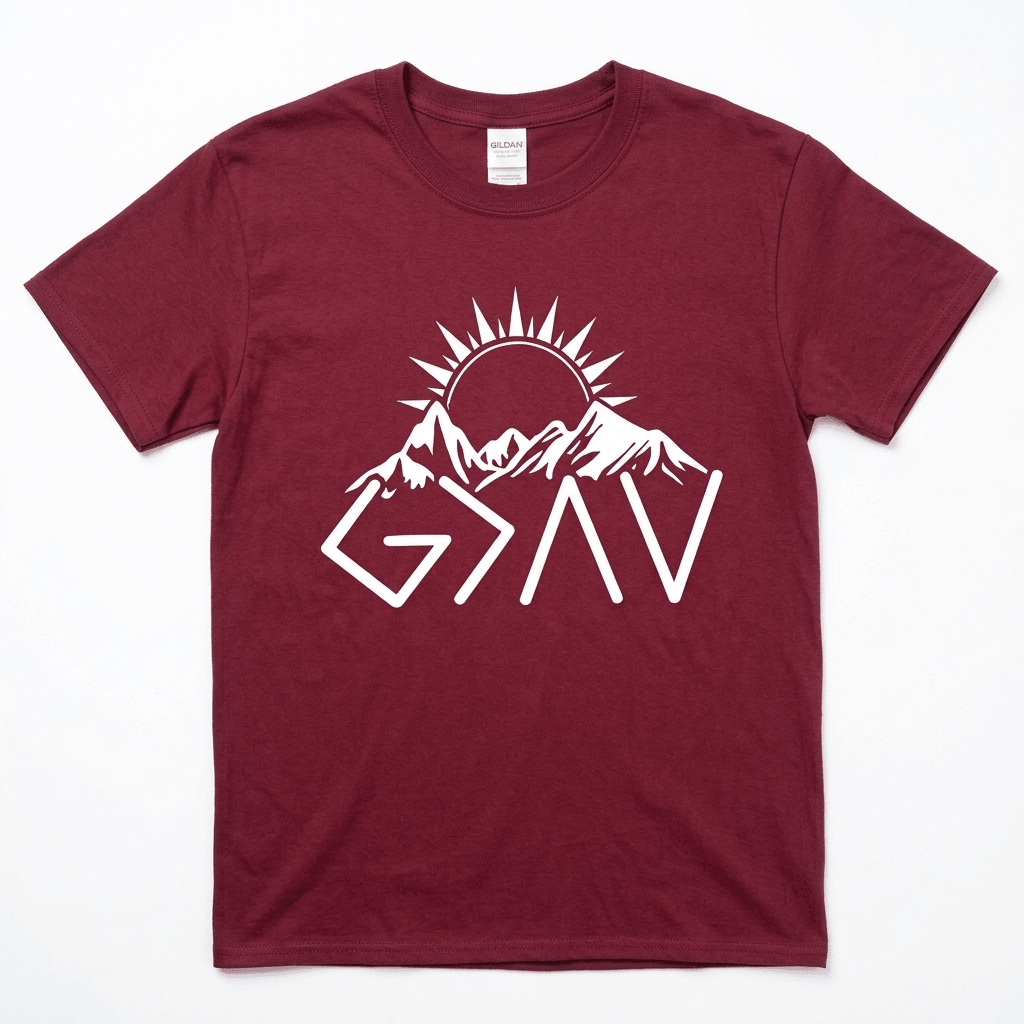 God Is Greater Tee Burgundy Women's T-Shirt Soulful Faith Christian Apparel & Jewelry