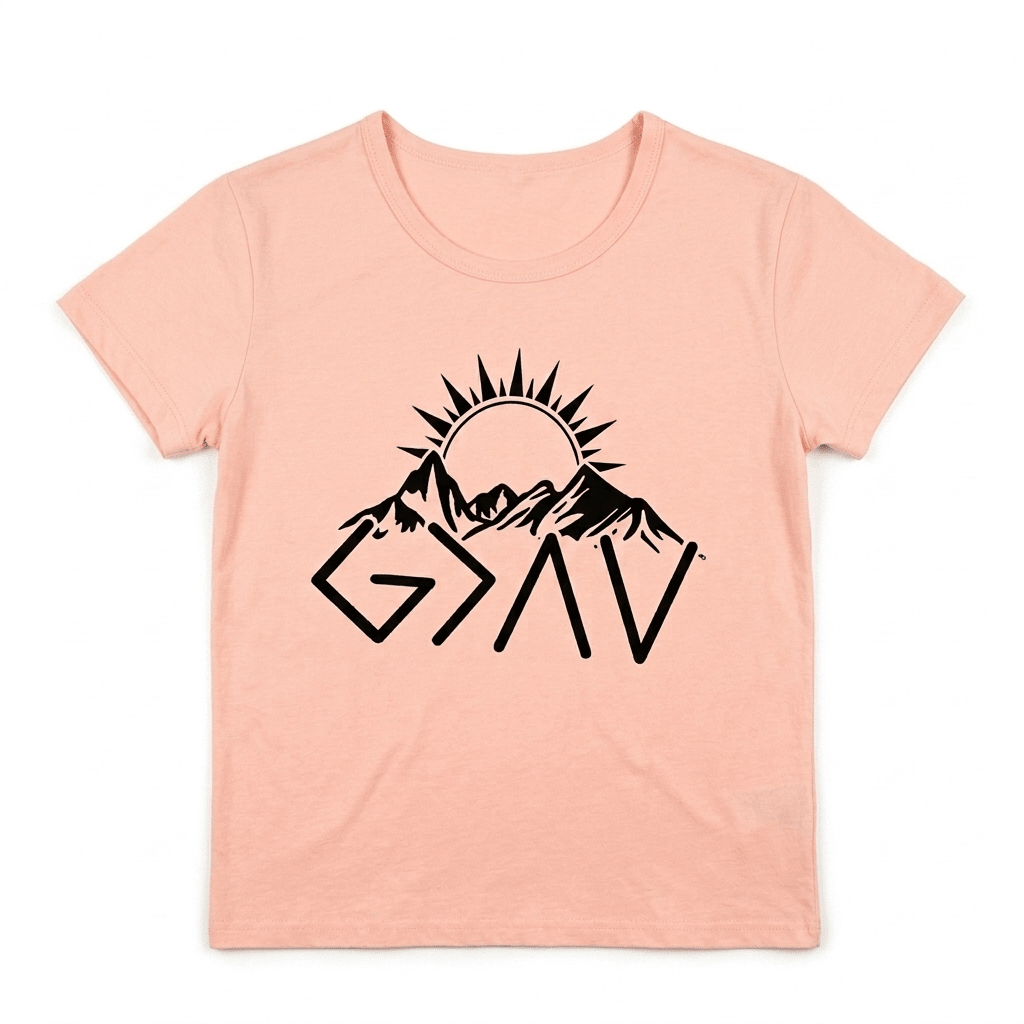 God Is Greater Tee Peach Women's T-Shirt Soulful Faith Christian Apparel & Jewelry
