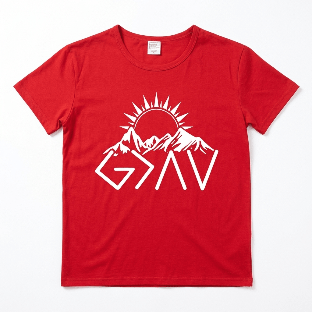 God Is Greater Tee Red Women's T-Shirt Soulful Faith Christian Apparel & Jewelry