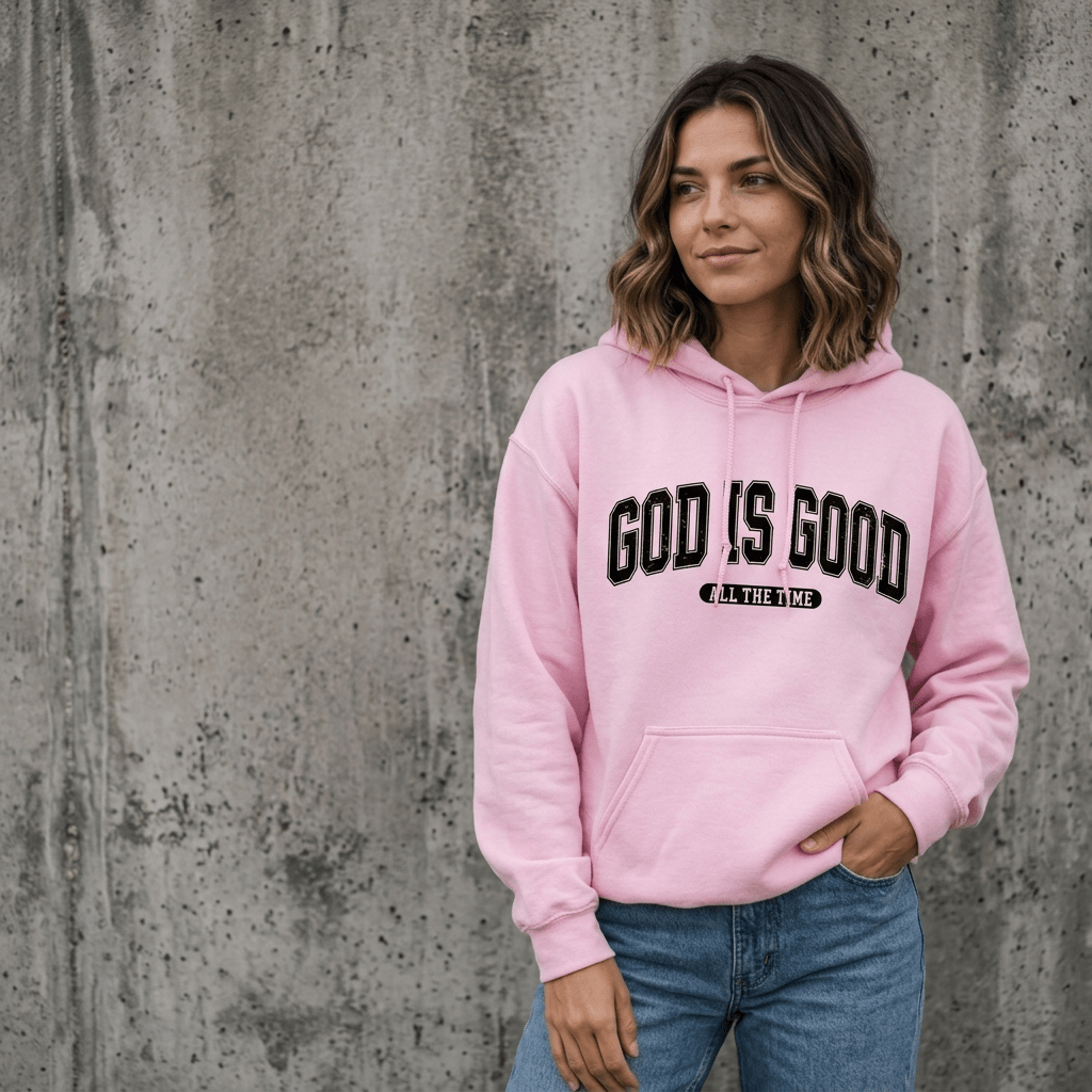 God Is Good Hoodie Pink Women's Hoodie Soulful Faith Christian Apparel & Jewelry
