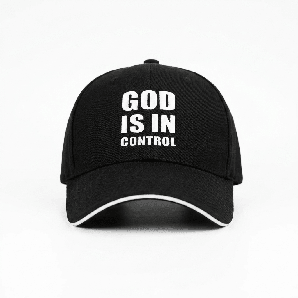 God Is in Control Cap Black Baseball Cap Soulful Faith Christian Apparel & Jewelry
