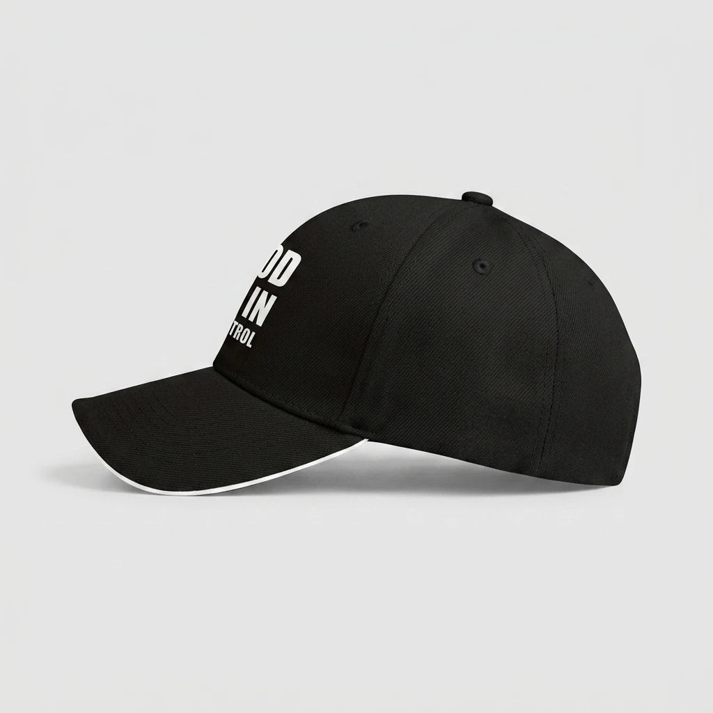 God Is in Control Cap Black Baseball Cap Soulful Faith Christian Apparel & Jewelry