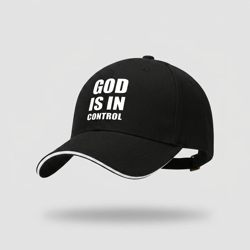 God Is in Control Cap Black Baseball Cap Soulful Faith Christian Apparel & Jewelry