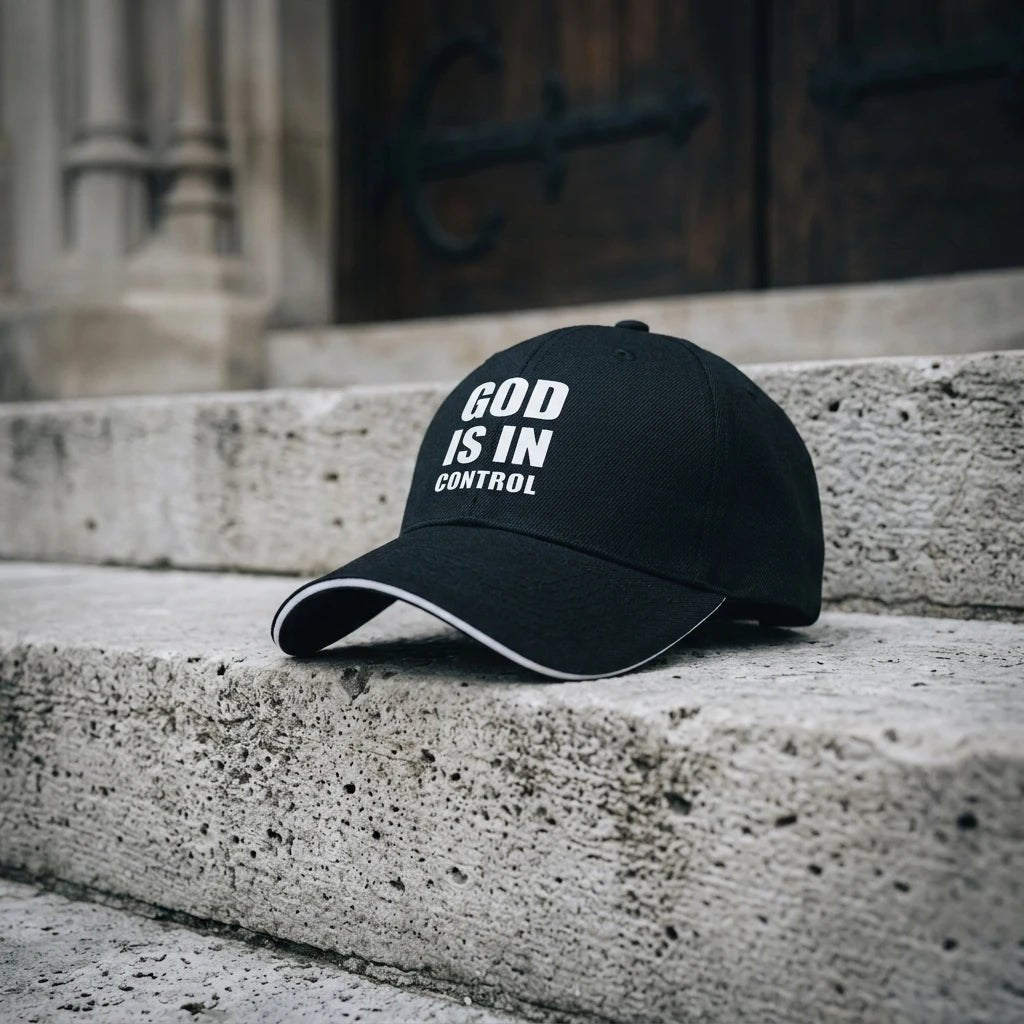 God Is in Control Cap Black Baseball Cap Soulful Faith Christian Apparel & Jewelry