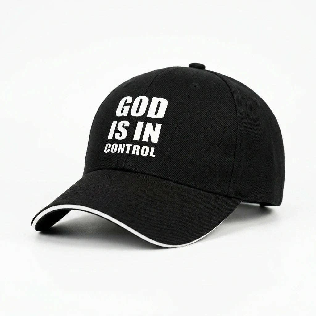 God Is in Control Cap Black Baseball Cap Soulful Faith Christian Apparel & Jewelry