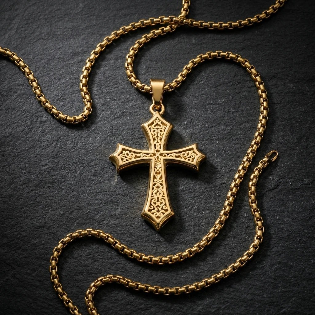 Gold Cross Necklace Gold Unisex Necklace Soulful Faith Christian Apparel & Jewelry