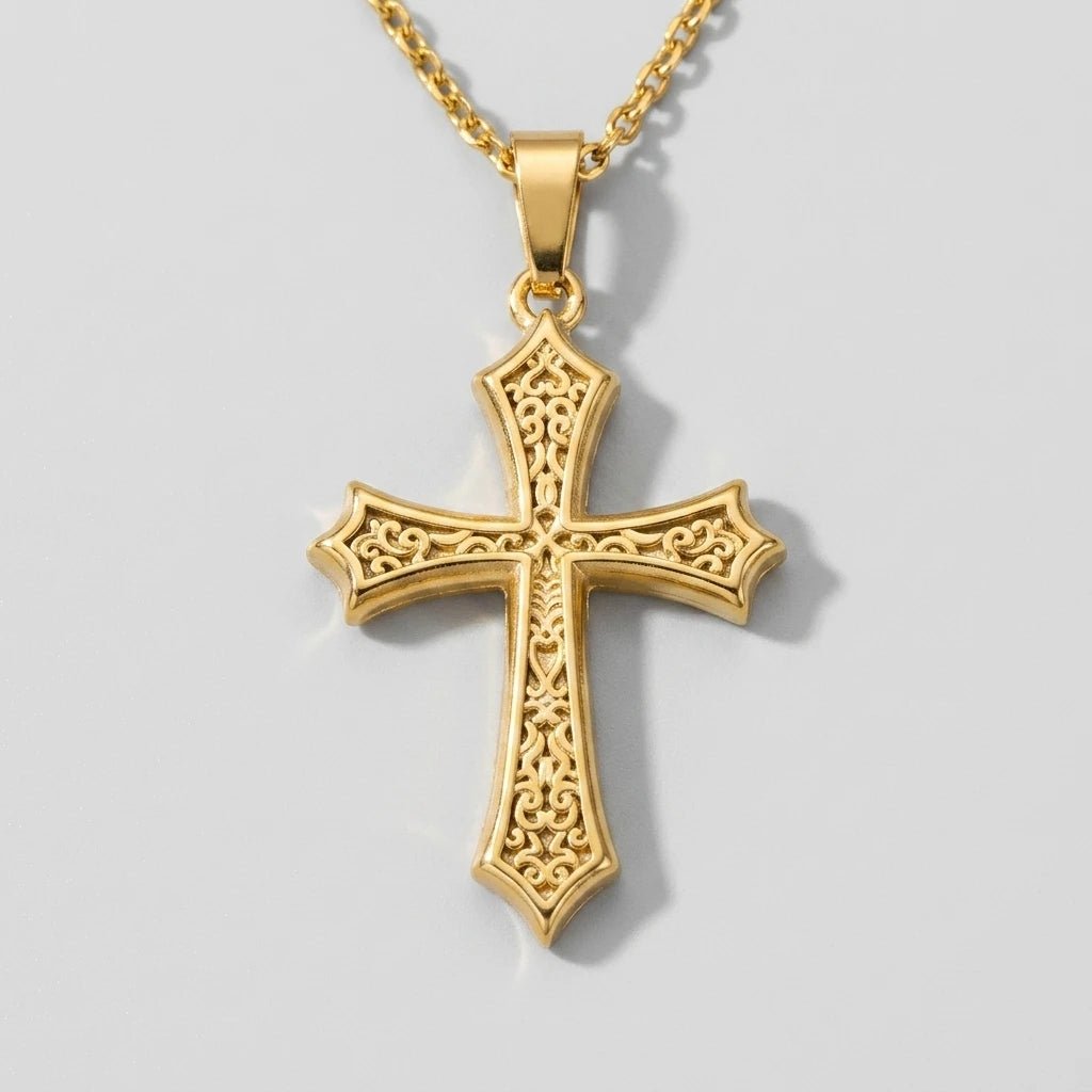 Gold Cross Necklace Gold Unisex Necklace Soulful Faith Christian Apparel & Jewelry