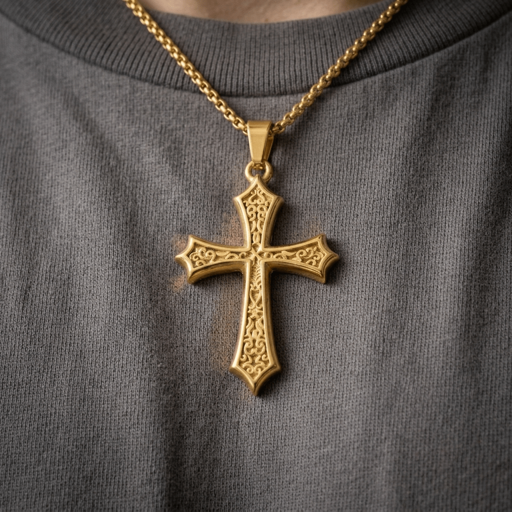 Gold Cross Necklace Gold Unisex Necklace Soulful Faith Christian Apparel & Jewelry
