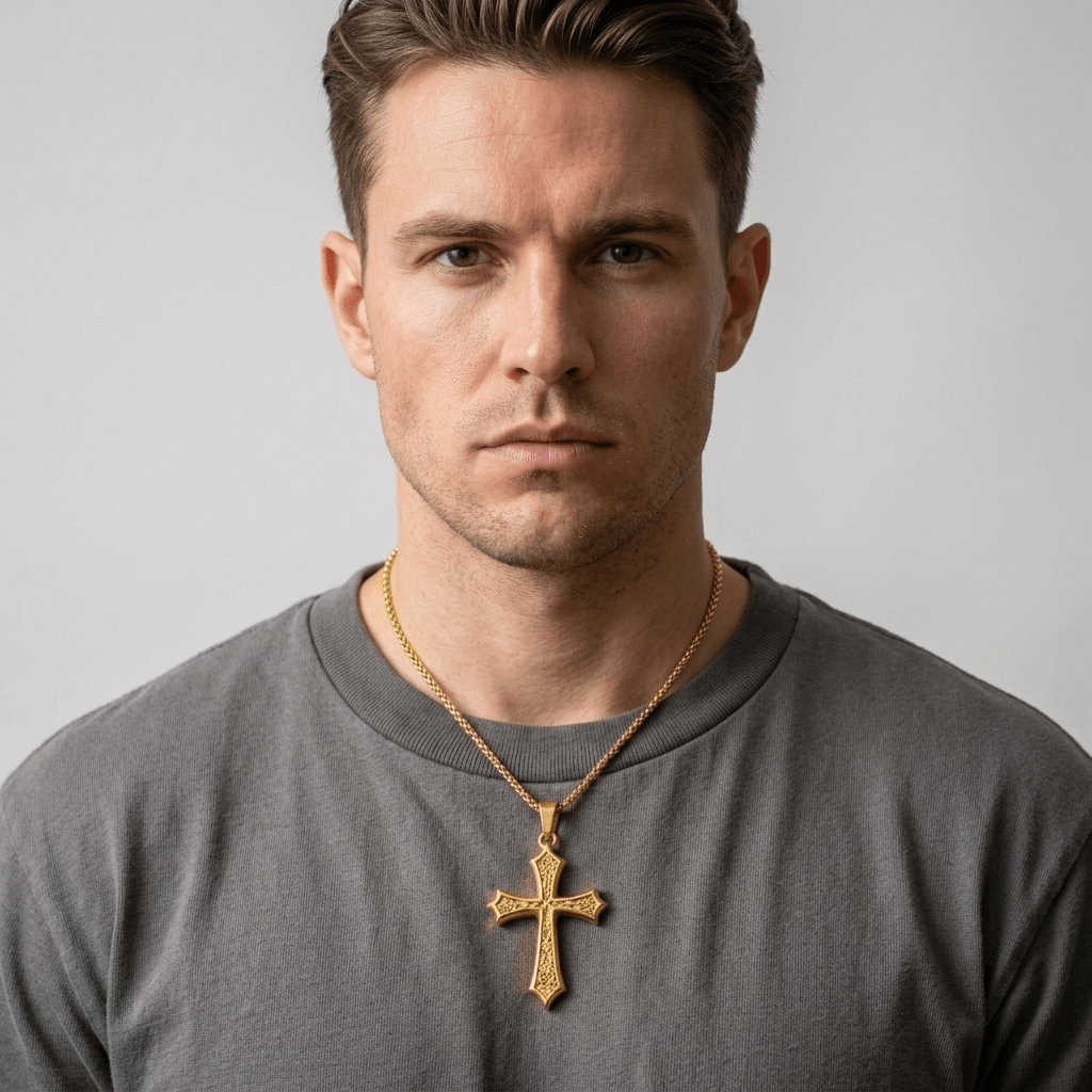 Gold Cross Necklace Gold Unisex Necklace Soulful Faith Christian Apparel & Jewelry