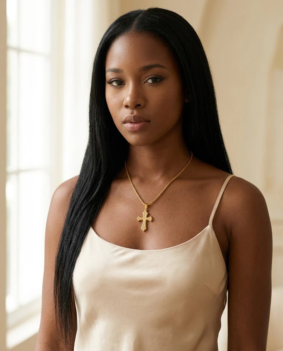 Gold Cross Necklace Gold Unisex Necklace Soulful Faith Christian Apparel & Jewelry