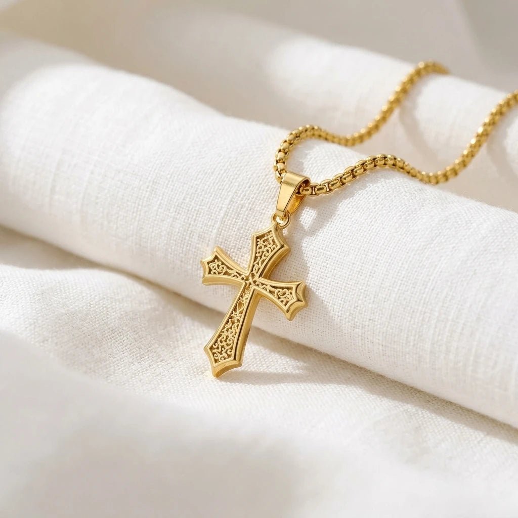 Gold Cross Necklace Gold Unisex Necklace Soulful Faith Christian Apparel & Jewelry
