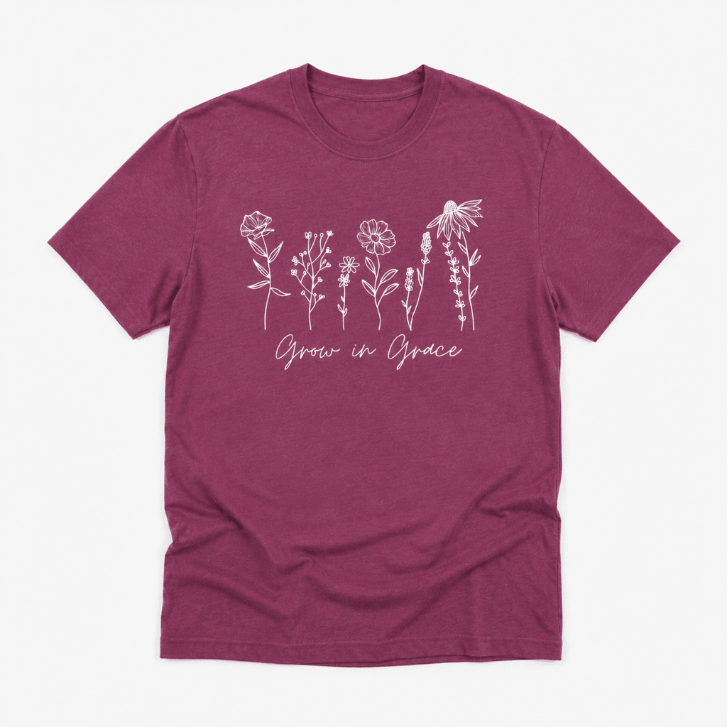 Grow in Grace Tee Berry Women's T-Shirt Soulful Faith Christian Apparel & Jewelry