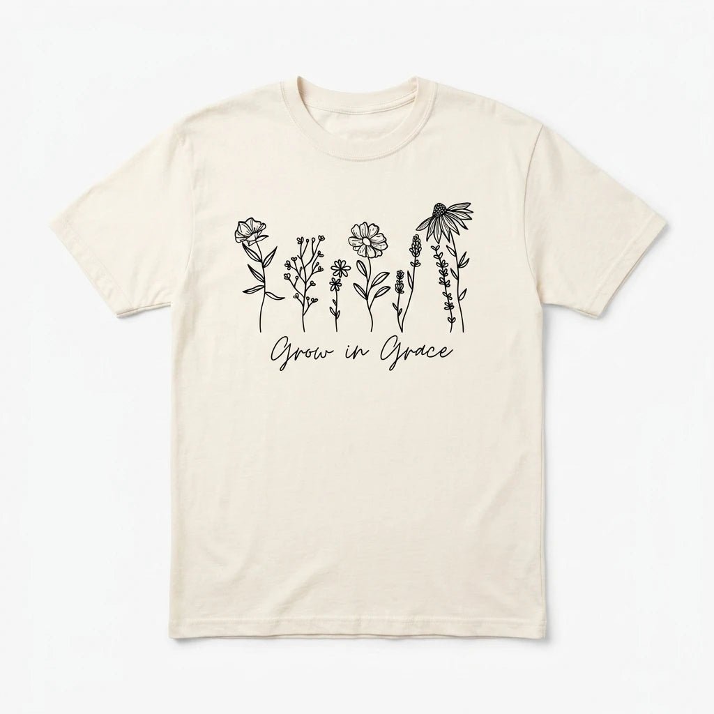 Grow in Grace Tee Ivory Women's T-Shirt Soulful Faith Christian Apparel & Jewelry