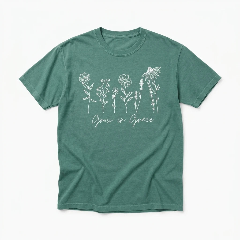 Grow in Grace Tee Light Green Women's T-Shirt Soulful Faith Christian Apparel & Jewelry