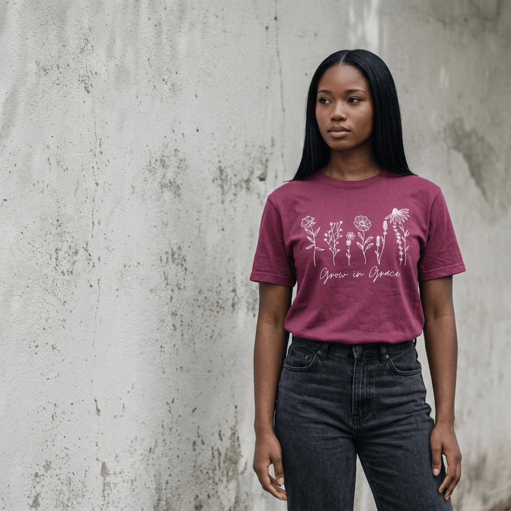 Grow in Grace Tee Orchid Women's T-Shirt Soulful Faith Christian Apparel & Jewelry