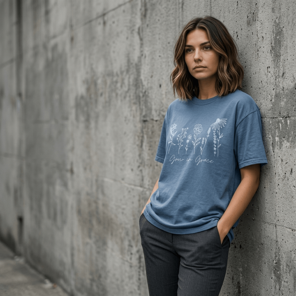 Grow in Grace Tee Orchid Women's T-Shirt Soulful Faith Christian Apparel & Jewelry