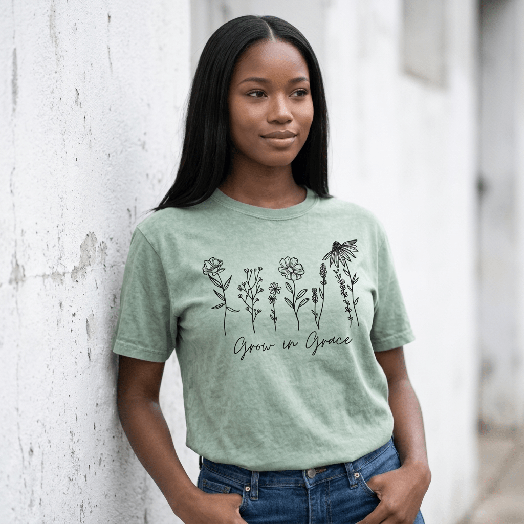 Grow in Grace Tee Orchid Women's T-Shirt Soulful Faith Christian Apparel & Jewelry