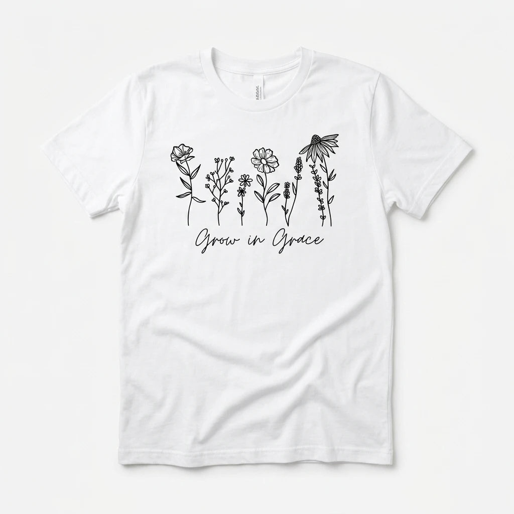 Grow in Grace Tee White Women's T-Shirt Soulful Faith Christian Apparel & Jewelry