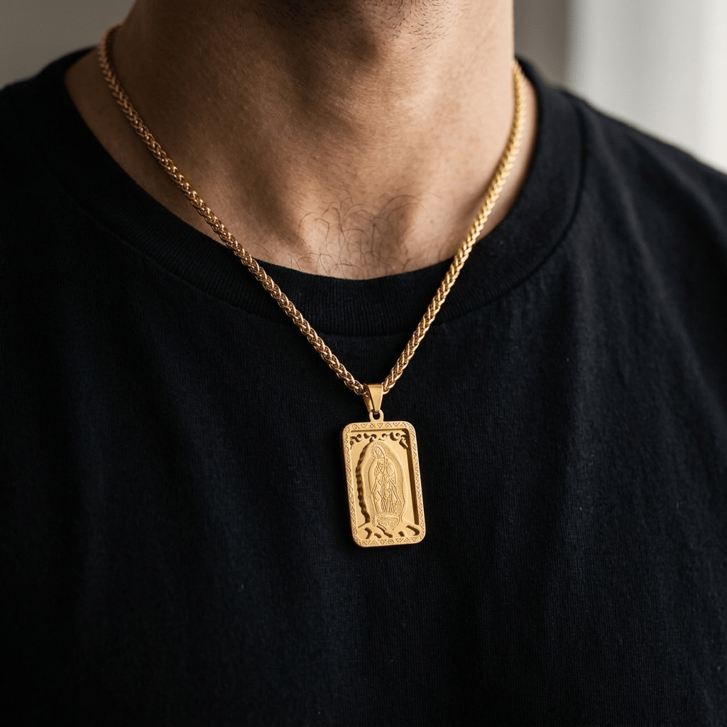 Guadalupe Pendant Necklace Gold Men's Necklace Soulful Faith Christian Apparel & Jewelry
