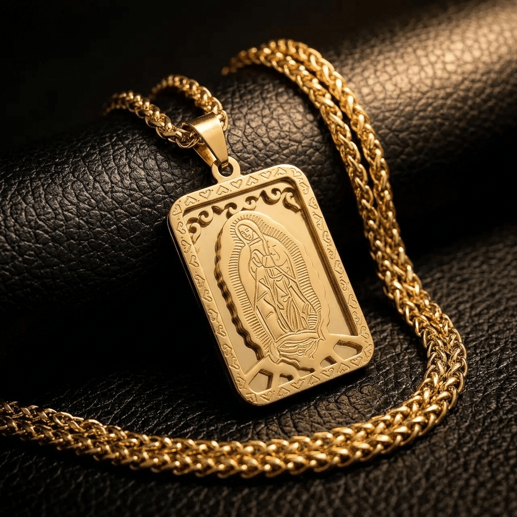 Guadalupe Pendant Necklace Gold Men's Necklace Soulful Faith Christian Apparel & Jewelry